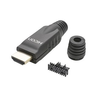 HICON HDMI, 19-pol , Metall-, Löttechnik-Kabelstecker, vergoldete(r) Kontakt(e), gerade, chromfarben