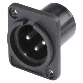 HICON XLR, 3-pol , Kunststoff-, Löttechnik-Einbaustecker, versilberte(r) Kontakt(e), Type D, schwarz