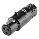 HICON Mini-XLR kompakt, 3-pol , Metall-, Löttechnik-Kabelbuchse, vergoldete(r) Kontakt(e), gerade