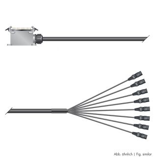 Multicore-Kabel mit Rechteck-MP-Verbinder -> Spleiss | 08/00 | getrennte Masse/ISOPOD | Multipin Aufbau male | HICON XLR | 2,00m