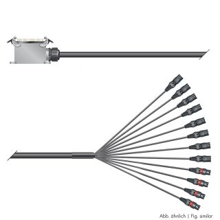 Multicore-Kabel mit Rechteck-MP-Verbinder -> Spleiss | 08/04 | getrennte Masse/ISOPOD | Multipin Aufbau male | NEUTRIK XLR+ConvertCon | 2,00m