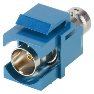 Kunststoff-Einbaubuchse, BNC, 2-pol, vernickelte Kontakte, Keystone Clip-In, blau