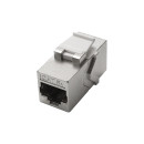 RJ45 CAT.6, 8-pol , Metall-, Patch-Einbaubuchse, vergoldete(r) Kontakt(e), Keystone Clip-In, nickelfarben