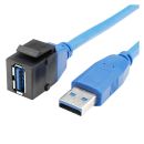 USB 3.0, Kunststoff-, Patchkabel-Einbau, vernickelte(r)...