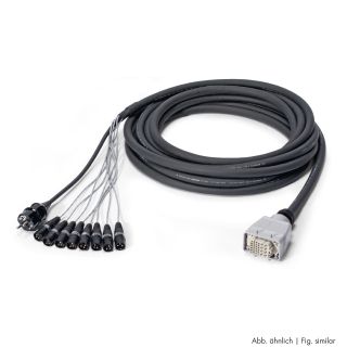 Multicore-Kabel AES / EBU, DMX & Power | 02/00 | 2x XLR 3-pol male HICON + Schuko-Stecker | Multipinbuchse | Monolith | 10,00m