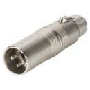 NEUTRIK®  Adapter | XLR 3-pol male/XLR 3-pol female gerade, silbergrau