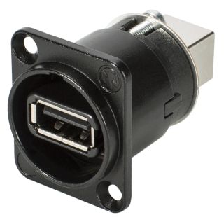 NEUTRIK® USB, 4-pol , Metall-, Patch-Einbaubuchse, vergoldete(r) Kontakt(e), Type D, schwarz verchromt