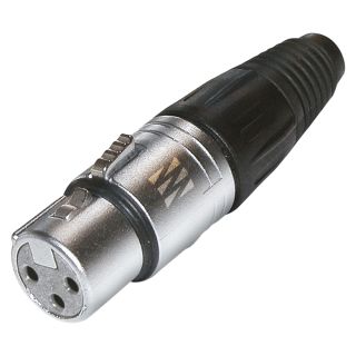 NEUTRIK® XLR, 3-pol , Velvet-Chrom-Gehäuse-, Löttechnik-Kabelbuchse, vergoldete(r) Kontakt(e), gerade, Velvet Chrome