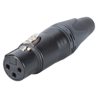 NEUTRIK® XLR, 3-pol , Metall-, Löttechnik-Kabelbuchse, vergoldete(r) Kontakt(e), gerade, schwarz verchromt