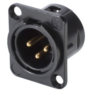 NEUTRIK® XLR, 3-pol , Metall-, Löttechnik-Einbaustecker, vergoldete(r) Kontakt(e), Type D, schwarz verchromt