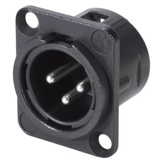 NEUTRIK® XLR, 3-pol , Metall-, Löttechnik-Einbaustecker, versilberte(r) Kontakt(e), Type D, schwarz verchromt