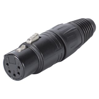 NEUTRIK® XLR, 5-pol , Metall-, Löttechnik-Kabelbuchse, vergoldete(r) Kontakt(e), gerade, schwarz verchromt