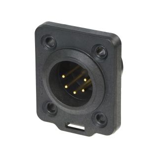 NEUTRIK® XLR, UL50E , 5-pol , Polyamid-, Löttechnik-Einbaustecker, vergoldete(r) Kontakt(e), Type D, schwarz