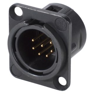 NEUTRIK® XLR, 7-pol , Metall-, Löttechnik-Einbaustecker, vergoldete(r) Kontakt(e), Type D, schwarz verchromt