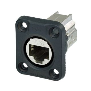 NEUTRIK® RJ45 CAT.6A IDC IP65, 8-pol , Metall-, Schneid-Klemmtechnik-Einbaubuchse, Type D, schwarz