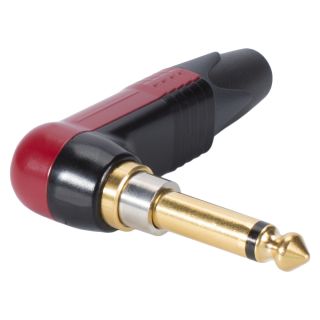 NEUTRIK® Klinke (6,3mm)  2-pol Metall-Löttechnik-Stecker, Pin vergoldet, abgewinkelt, rot