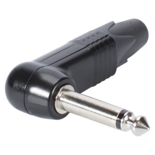 NEUTRIK® Klinke (6,3mm)  2-pol Metall-Löttechnik-Stecker, Pin vernickelt, abgewinkelt, schwarz