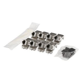 RJ45 CAT.6a, Schneid-Klemmtechnik-Einbaubuchse, Keystone Clip-In, grau, 8er Set