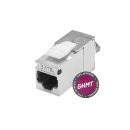 RJ45 CAT.6a, Schneid-Klemmtechnik-Einbaubuchse, Keystone Clip-In, grau, 8er Set