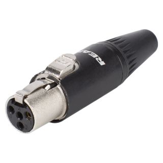 NEUTRIK® Mini-XLR, 4-pol , Metall-, Löttechnik-Kabelbuchse, vergoldete(r) Kontakt(e), gerade, schwarz