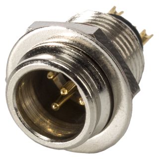 NEUTRIK® Mini-XLR, 4-pol , Metall-, Löttechnik-Einbaustecker, vergoldete(r) Kontakt(e), Gewinde 1/2", nickelfarben