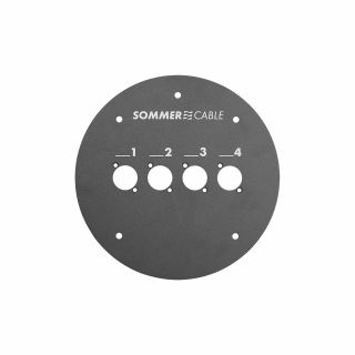 Sommer cable Frontblech mit 4 D-Bohrungen (XLR usw.) für GT310, HT mit Kern-Ø 240 und SK-Modelle, grau