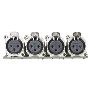 Splitter-Modul 4 x XLR B-Serie female, 3-pol , 1 HE, 3 BE, Metall-, Flachstecker 3 x 14-pol-, versilberte(r) Kontakt(e), nickelfarben, fr SYS-Gehuseserien