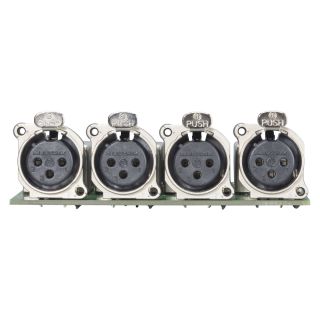 Splitter-Modul 4 x XLR B-Serie female, 3-pol , 1 HE, 3 BE, Metall-, Flachstecker 3 x 14-pol-, versilberte(r) Kontakt(e), nickelfarben, für SYS-Gehäuseserien