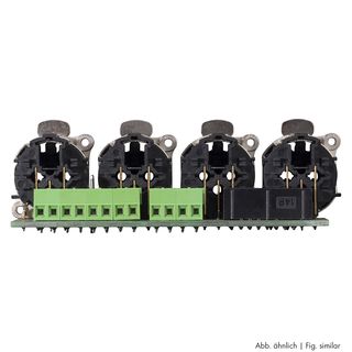 Steckverbinder-Modul 4 x XLR A-Serie, 3-pol , 1 HE, 3 BE, Kunststoff-, 12 Aufzugklemmen, Flachstecker 14-pol-, versilberte(r) Kontakt(e), schwarz, fr SYS-Gehuseserien