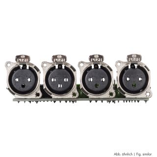 Steckverbinder-Modul 4 x XLR B-Serie female, 3-pol , 1 HE, 3 BE, Metall-, 12 Aufzugklemmen, Flachstecker 14-pol-, versilberte(r) Kontakt(e), nickelfarben, fr SYS-Gehuseserien