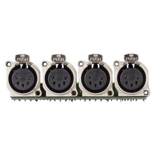 Steckverbinder-Modul 4 x XLR B-Serie female, 5-pol , 1 HE, 3 BE, Metall-, 20 Aufzugklemmen, Flachstecker 14-pol-, versilberte(r) Kontakt(e), nickelfarben, für SYS-Gehäuseserien