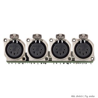 Steckverbinder-Modul 4 x XLR B-Serie female, 5-pol , 1 HE, 3 BE, Metall-, LSA-Klemme 12 x-, versilberte(r) Kontakt(e), nickelfarben, fr SYS-Gehuseserien