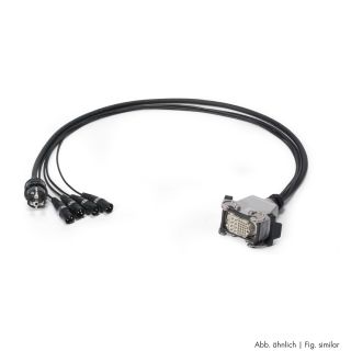 Multicore-Kabel AES / EBU, DMX & Power | 02/00 | 2x XLR 3-pol male HICON + Schuko-Stecker | Multipinbuchse | Scuba + Rubberflex | 1,00m