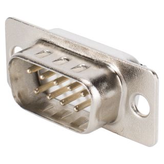 SUB-D, 9-pol , Metall-, Löttechnik-Einbaustecker, gerade, silbergrau