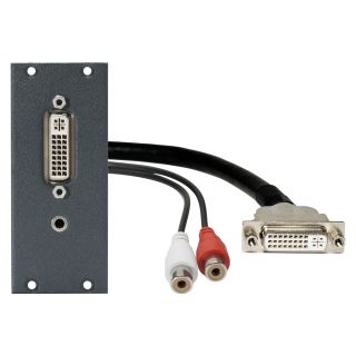 Steckverbinder-Modul DVI24+5 + 3,5 mm Stereoklinke fem. -> 0,15m Kabel DVI + 2xCinch / RCA fem., 2 HE, 1 BE für SYS-Gehäuseserien, Farbe: anthrazit, RAL 7016 | SYCFB21-DVI-C1