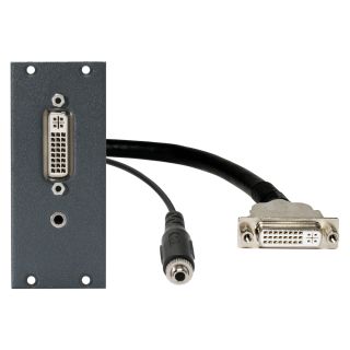 Steckverbinder-Modul DVI24+5 + 3,5 mm Stereoklinke fem. -> 0,15m Kabel DVI + 3,5 mm Stereoklinke fem., 2 HE, 1 BE für SYS-Gehäuseserien, Farbe: anthrazit, RAL 7016 | SYCFB21-DVI-C3