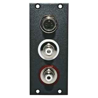 Steckverbinder-Modul S-Video + 2 x Cinch / RCA female Patch A/V, 2 HE, 1 BE für SYS-Gehäuseserien, Farbe: anthrazit, RAL 7016 | SYCFB21-SVC2-P