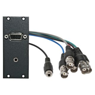 Steckverbinder-Modul VGA + 3,5 mm Stereoklinke fem. -> 0,2m Kabel 5xBNC + 3,5 mm Stereoklinke fem., 2 HE, 1 BE für SYS-Gehäuseserien, Farbe: anthrazit, RAL 7016 | SYCFB21-VGA-C4