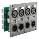 Steckverbinder-Modul 4 x XLR 3-pol male + 4 x XLR 3-pol female + 2 x 14-pol Wannenstecker und 2 x 12-pol LSA+ Schneidklemmleiste, 2 HE, 3 BE für SYS-Gehäuseserien, Farbe: anthrazit, RAL 7016 | SYCFB23-X4X4S