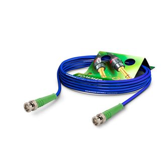 Video-Patchkabel HD-SDI (HDTV) SC-Vector 0.8/3.7, 1  x  0.80 mm² | BNC / BNC, HICON | 0,50m | blau | grün