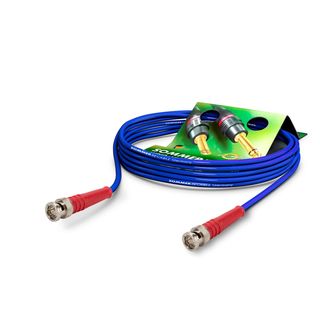 Video-Patchkabel HD-SDI (HDTV) SC-Vector 0.8/3.7, 1  x  0.80 mm² | BNC / BNC, HICON | 0,50m | blau | rot