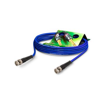 Video-Patchkabel HD-SDI (HDTV) SC-Vector 0.8/3.7, 1  x  0.80 mm² | BNC / BNC, HICON | 0,50m | blau | schwarz