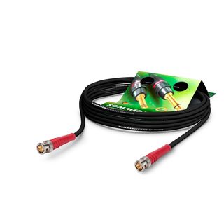 Video-Patchkabel HD-SDI (HDTV) SC-Vector 0.8/3.7, 1  x  0.80 mm² | BNC / BNC, HICON | 0,50m | schwarz | rot