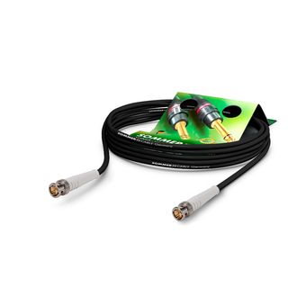 Video-Patchkabel HD-SDI (HDTV) SC-Vector 0.8/3.7, 1  x  0.80 mm² | BNC / BNC, HICON | 0,50m | schwarz | weiß