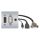 Anschluss-Modul HDMI fem. —> 0,15 m Kabelpeitsche HDMI fem. + VGA fem. —>   0,15 m Kabelpeitsche  VGA fem. + 3,5 mm Stereoklinke fem.  —> 0,15 m Kabelpeitsche 3,5 mm Stereoklinke fem., Baugröße: 45x45 mm, Kunststoff, Farbe: alusilber