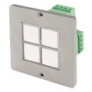 Tastermodul, 4-fach, DIP-Jumper 4-fach-Tastermodul, mit LED-Beleuchtung; Tiefe: 30 mm, Baugröße: 50x50 mm, Edelstahl, Farbe: Edelstahl | W50M-AP-DIP