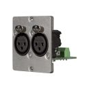 Anschluss-Modul 2 x XLR fem. ?> Schraubklemme, Baugröße: 50x50 mm, Edelstahl, Farbe: Edelstahl | W50M-CP-2XF-S