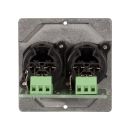 Anschluss-Modul 2 x XLR fem. ?> Schraubklemme, Baugröße: 50x50 mm, Edelstahl, Farbe: Edelstahl | W50M-CP-2XF-S