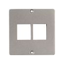 Modul mit 2 x Keystone-Ausschnitt unbestückt, 2 x plan-versenkte Keystone-Ausschnitte, Baugröße: 50x50 mm, Edelstahl, Farbe: Edelstahl | W50M-FP-2KST