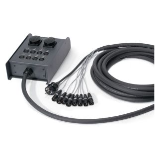 Sommer cable AES / EBU, DMX & Power System , XLR 3-pol male/XLR 3-pol female/Schuko-Einbaudose (IP54)/Schukostecker; HARTING/NEUTRIK® | 08/00 | 25,00m | CH